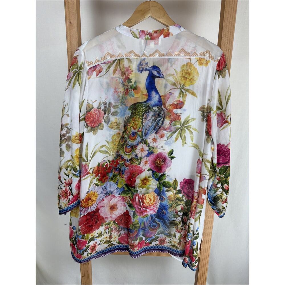 NWT All About Her White Floral Cupro Rayon Embroidered Tunic #0983 Size XL - Picture 3 of 4